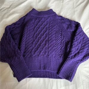 Purple Cable Knit Women's Sweater